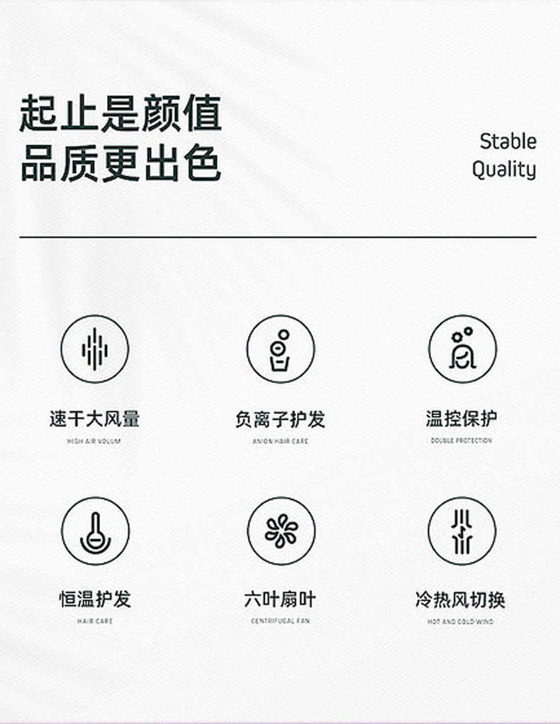 精选锤子吹风机 酒店家用蓝光负离子冷热风护发宿舍电吹风筒 大风详情2