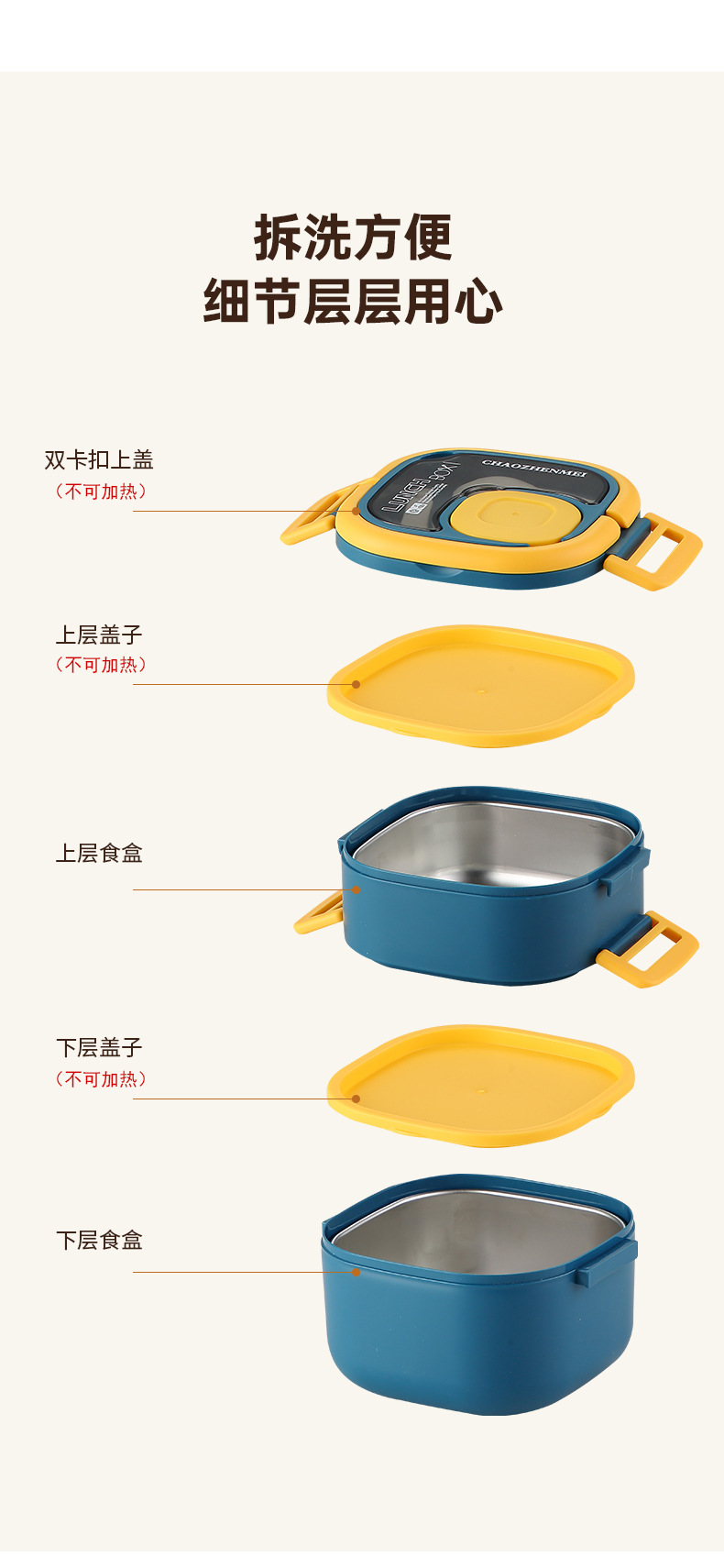 饭盒微波炉塑料日式便当盒高颜值可加热便携学生便携家用多层批发 pic 11