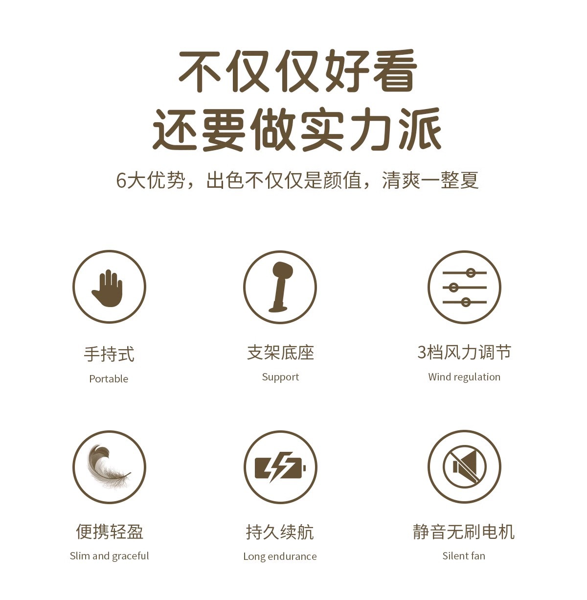 手持静音小风扇便携式桌面小型无刷随身电风扇minifan宿舍迷你USB详情2