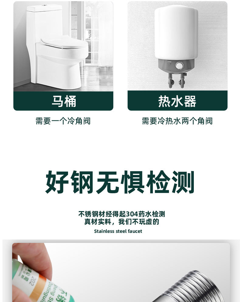 三角阀全铜冷热水阀门4分开关家用304不锈钢三通一进二出止分水阀详情13