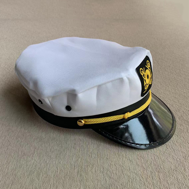 Embroidered navy caps for export, European and American style flat-topped military caps, wholesale of caps, party sailor caps, underwear and accessories pic 3