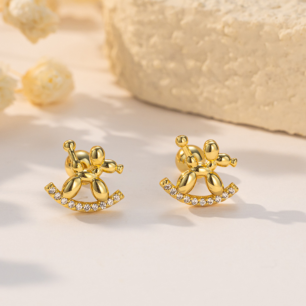 热卖耳钉耳环套装轻奢镶钻锆石缕空老鼠头个性时尚百搭小耳钉耳饰详情12