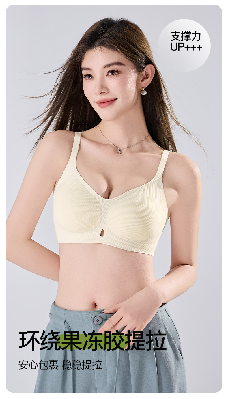 Yixingyao jelly strip lifting soft support underwear small chest upper support gathers seamlessly to tuck in the secondary breasts semi-fixed cup bra pic 18