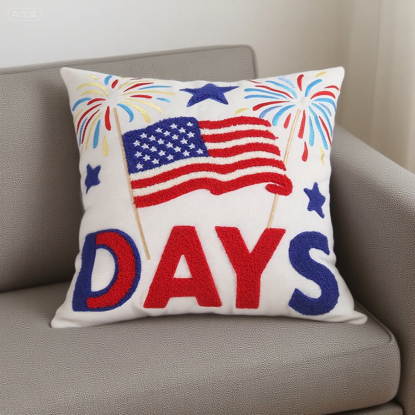 American Stars and Stripes cross-border new pillowcase, towel embroidery, outdoor home decoration, pillow, canvas cushion, pillow and quilt pic 1