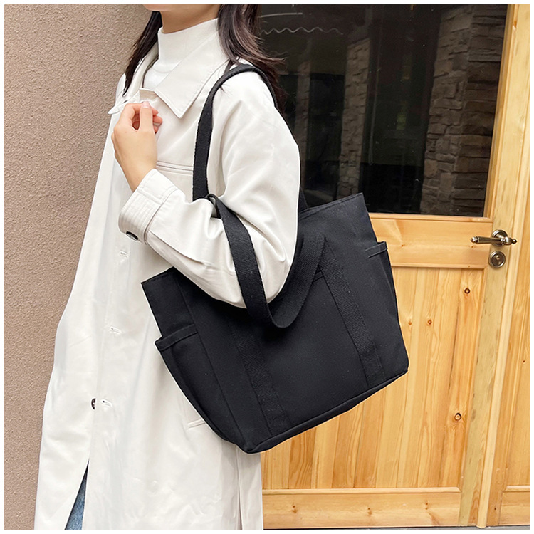 大容量托特帆布包上班外出高颜值通勤百搭文艺学生装书单肩布袋包详情20