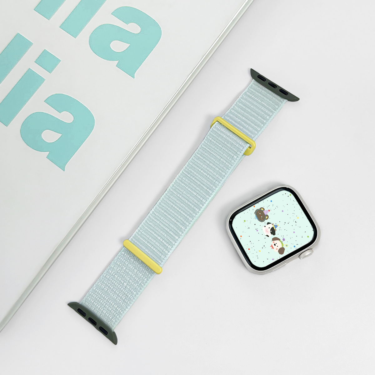 高级夏日淡薄荷系列尼龙表带适用于苹果iWatchs9高级Apple Watch8详情15