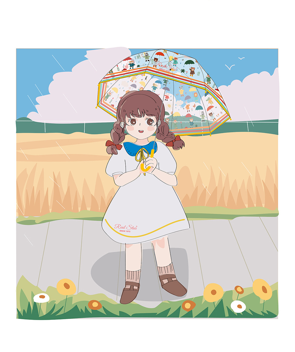 25年新款儿童雨伞透明自动伞纤维骨满版动物小熊卡通图案外贸热卖详情17