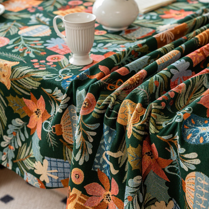 乐轩秀红色新年圣诞节桌布提花加厚轻奢高级氛围感长方形餐桌台布详情32