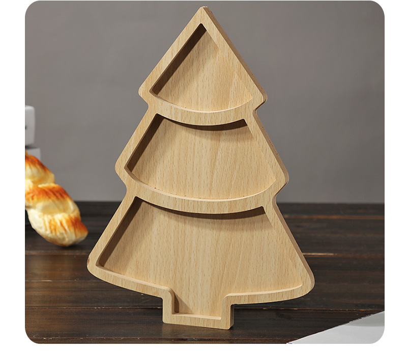 密度板木质托盘圣诞餐具干果零食多格木盘家水果盘子餐厅快餐盘详情10
