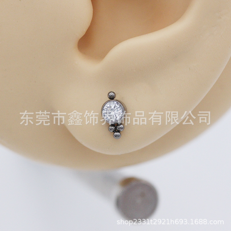 跨境F136钛合金CNC精雕唇钉烧焊珠子穿刺饰品锆石耳钉女镶钻耳钉详情16