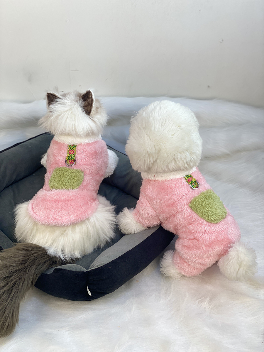 超小体狗狗猫咪衣服秋冬季毛绒四脚小码奶狗奶猫幼犬茶杯犬带牵引详情43