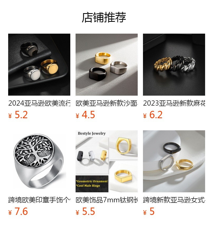 跨境钛钢饰品欧美简约光面方形男个性指环光面钛钢戒指铸造饰品详情1