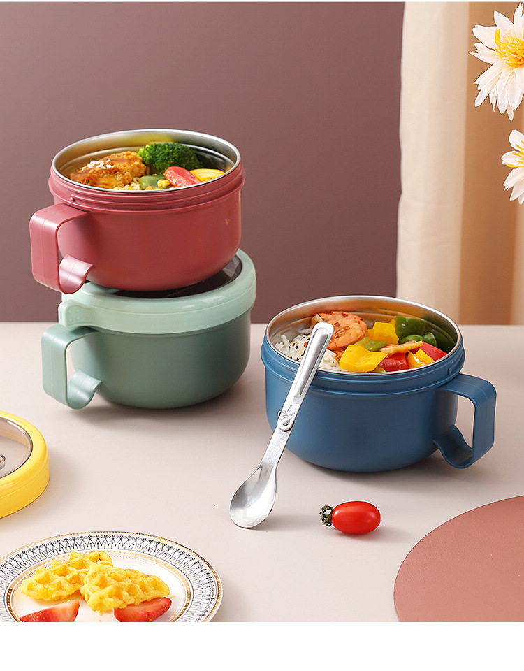 304 stainless steel instant noodle bowl, large-capacity student instant noodle bowl, instant noodle cup, portable lunch box with lid for office workers pic 16