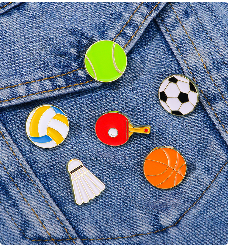 Football, basketball, badminton sports badges, creative sports meeting brooches, backpacks, table tennis, personalized accessories, volleyball pic 6