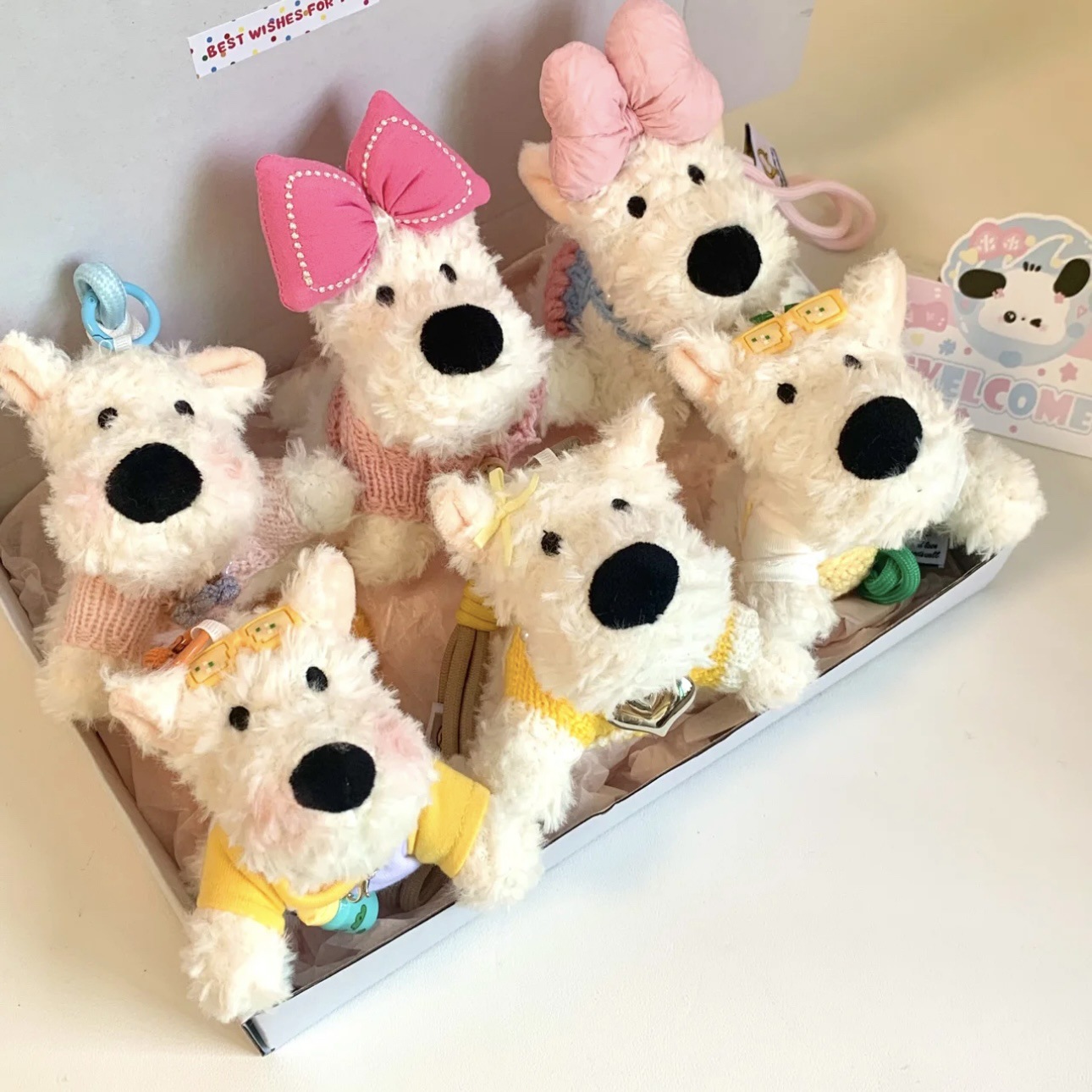 Best-selling Blind West Highland pendant, sloppy dog keychain accessory, creative doll bag, hanging dog pendant, small gift pic 20