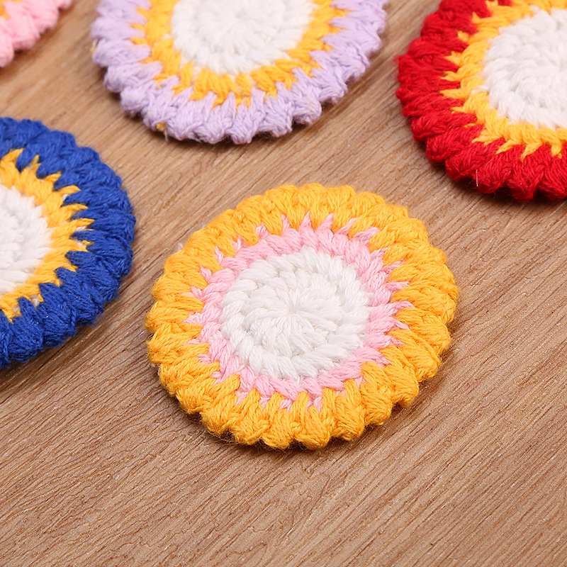 Single 4.5cm knitted woolen flower, woolen flower wedding dress lace in stock for sale pic 12