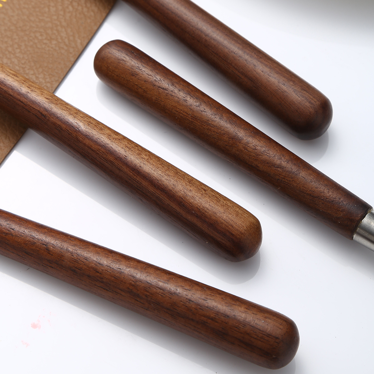 304 stainless steel knife, fork and spoon, light luxury retro walnut wood handle, Western cuisine brushed, restaurant household thickened soup spoon pic 13