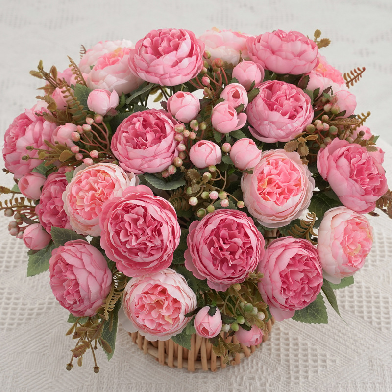 仿真花假花束 7叉欧式洋牡丹 家居婚庆装饰花瓶插花绢花玫瑰芍药详情5