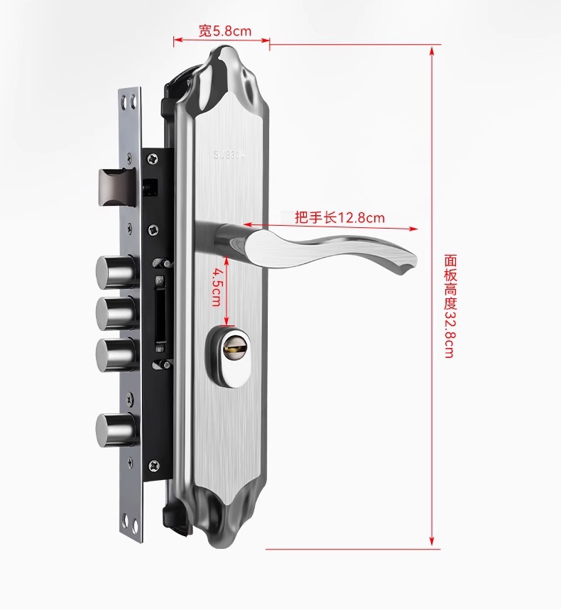 防盗门可调节门锁入户执手锁具套装铁门房门锁防盗门锁全套通用型详情23