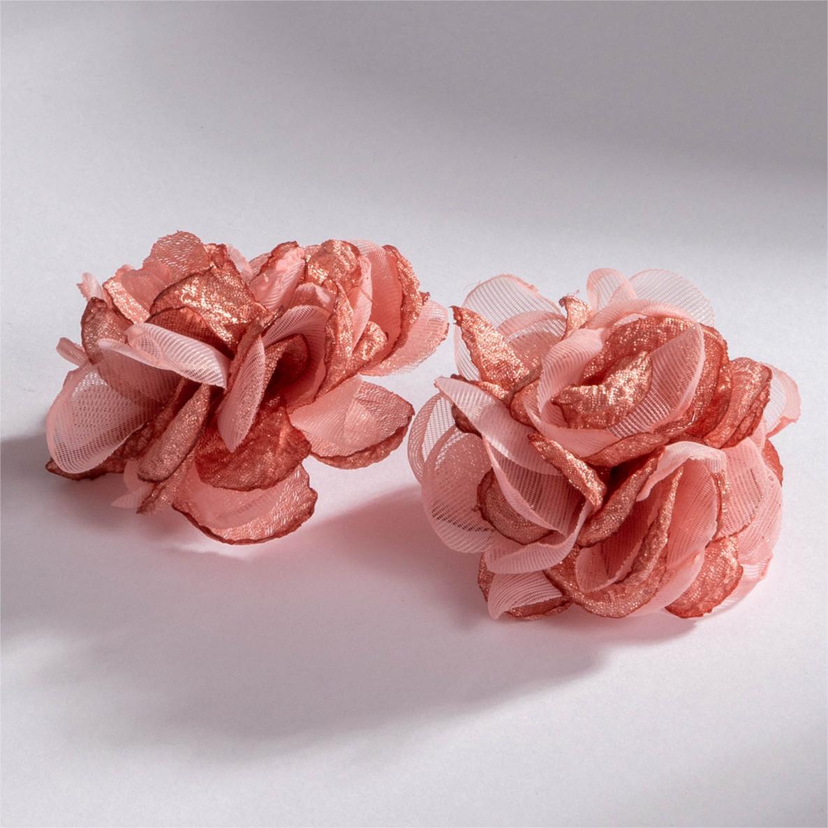 欧美跨境新款饰品 韩式蓬松大花朵耳环 高级绒布蕾丝多色耳饰套装详情4