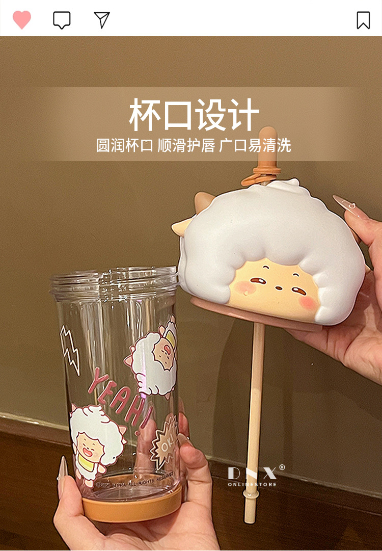 喜羊羊与灰太狼联名大头水杯儿童学生专用tritan吸管水壶随身水杯详情6