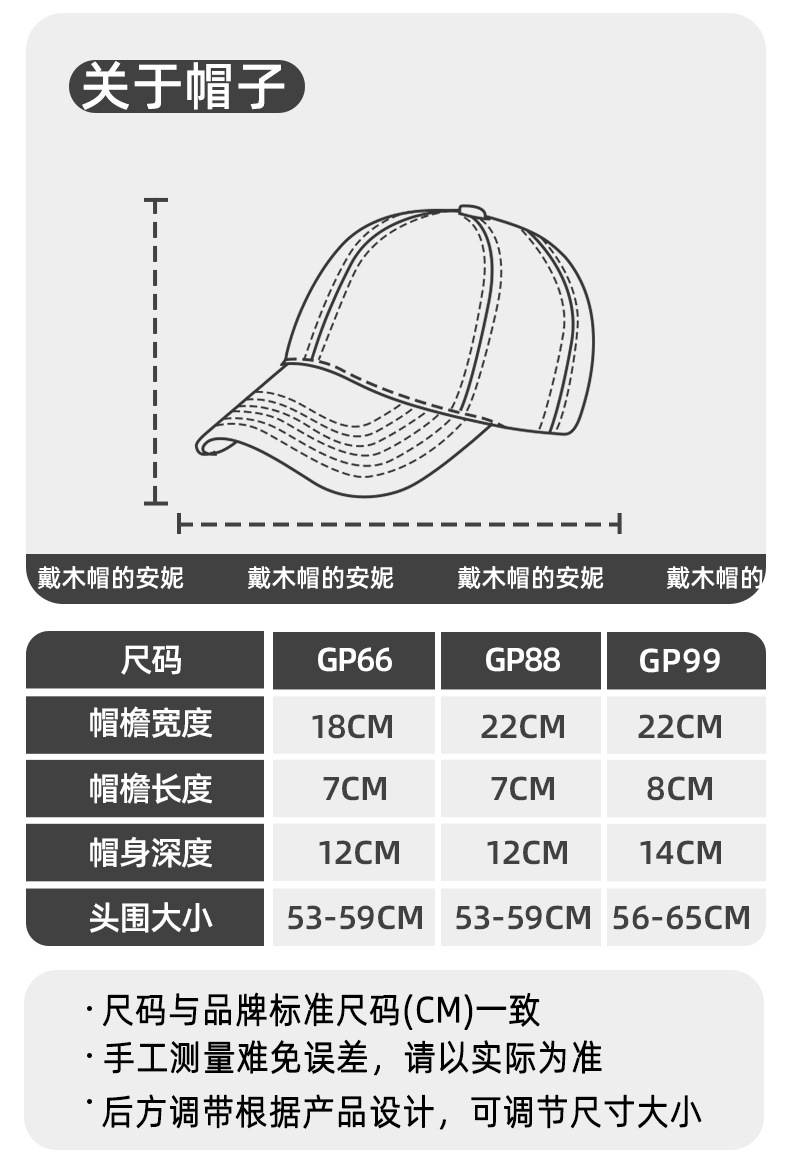 品牌【森多娜】 鸭舌帽 棒球帽 灰色大头围棒球帽加大加深鸭舌帽粉色宽帽檐大脸帽子女2025新款夏详情13