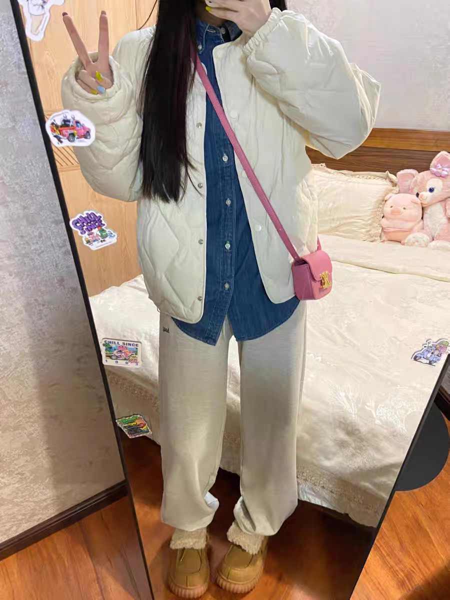 2025秋冬短款菱格圆无领轻薄羽绒服女士内胆白色鸭绒时尚休闲外套详情27