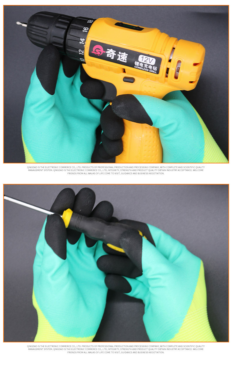 Wholesale of specialized gloves for cross-border trade, including nylon nitrile latex impregnated gloves for work, construction sites, gardening, and anti-slip labor protection pic 9
