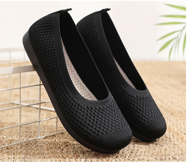 老北京布鞋女夏季飞织网面透气豆豆鞋软底软面妈妈鞋浅口镂空凉鞋详情19