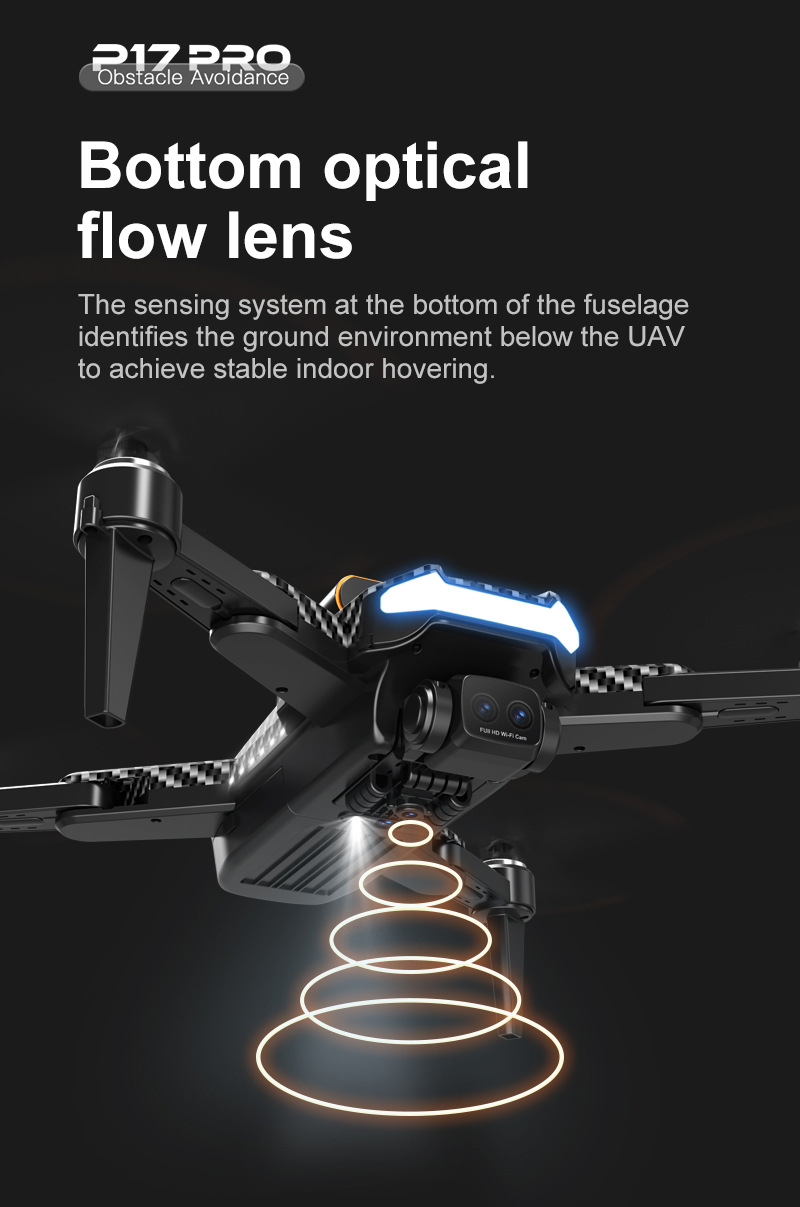The cross-border new product P17 carbon fiber drone features a brushless motor, GPS positioning, intelligent obstacle avoidance, and high-definition aerial photography with dual lenses pic 23