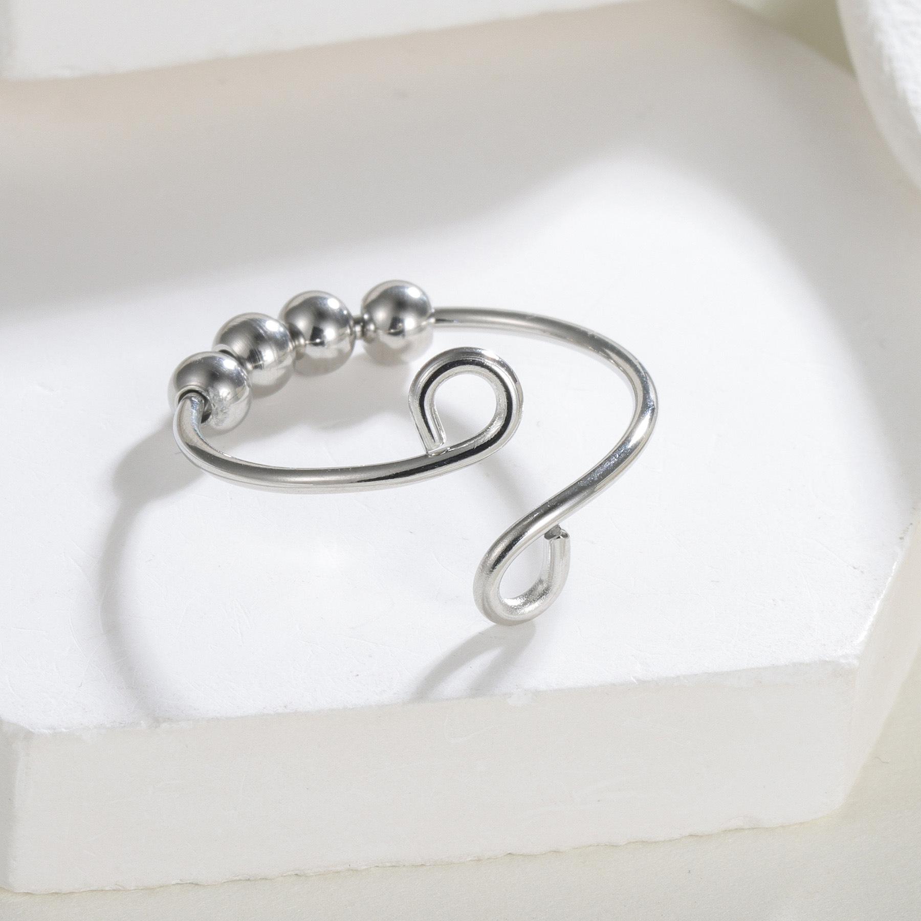 New cross-border rotating ring, universal wheel ring, anxiety ring for women and men, adjustable thin bead ring accessory pic 2