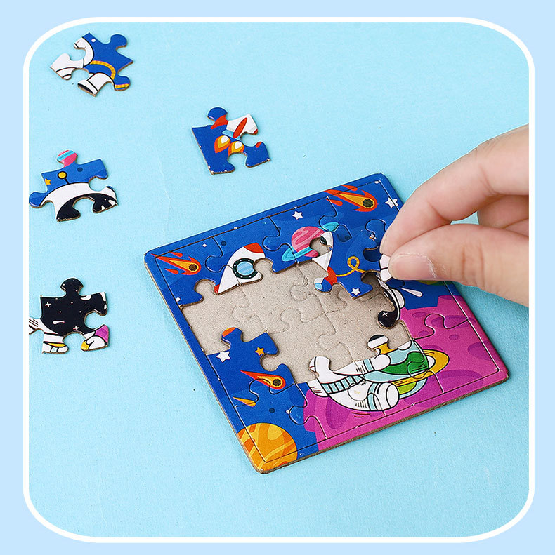 Astronaut hand-painted jigsaw puzzle set, jigsaw box, jigsaw pieces, jigsaw beans, irregular-shaped jigsaw puzzle, detachable wooden boat toy pic 8