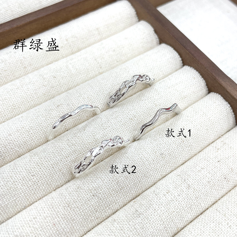 Qunlusheng S925 sterling Silver Baroque Style Half Ring, versatile diy hand-woven texture semi-finished product accessory C pic 6