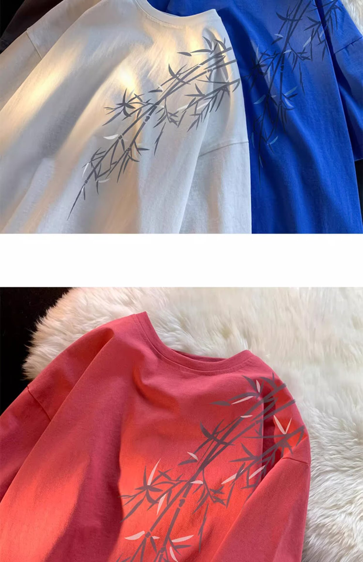 Pure cotton, new Chinese style, retro bamboo print short-sleeved T-shirt for men, summer trend, cool and stylish, loose round neck, half sleeve pic 22