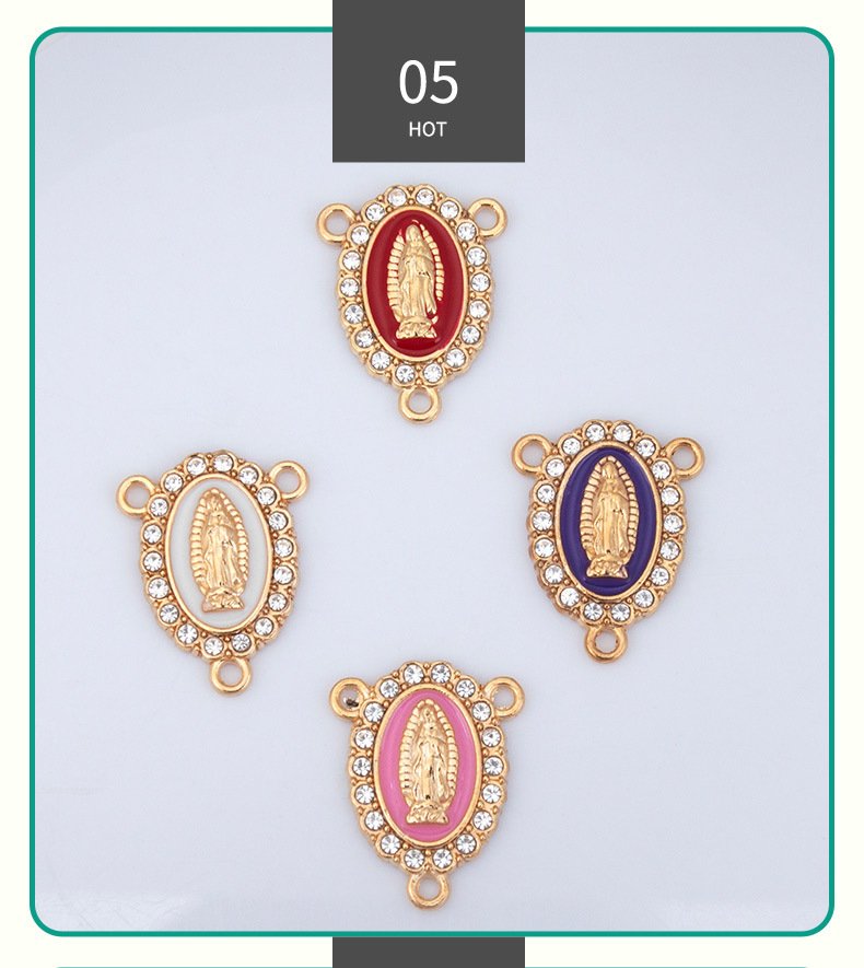 New creative alloy three-pendant diy accessories, religious Virgin Mary oil drip diamond necklace bracelet pendant pendant, Virgin Mary Buddha Statue, Guan Gong statue, Wong Tai Sin statue, Jade Guanyin Buddha utensils and accessories pic 7