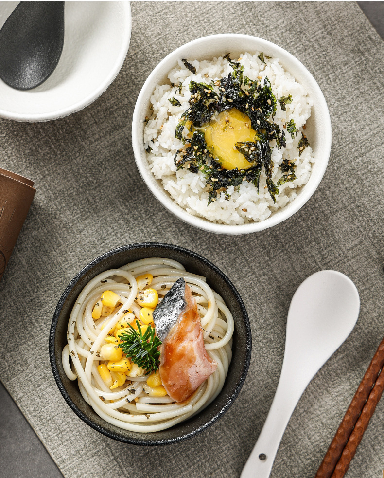 日式简约高颜值创意黑白陶瓷碗家用餐厅酒店批发陶瓷餐具米饭碗详情4