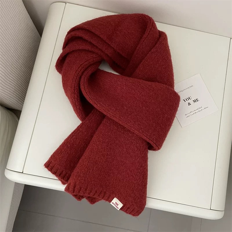 One-piece consignment wholesale of Korean solid color versatile autumn and winter new woolen couple and student small scarves, cute knitted warm scarves, street stall wholesale pic 11