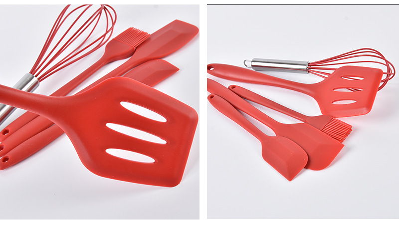 跨境硅胶烘焙5件套 现货包含刮刀油刷铲子打蛋器 耐高温烘焙工具套装 烘焙刮刀一体设计详情9