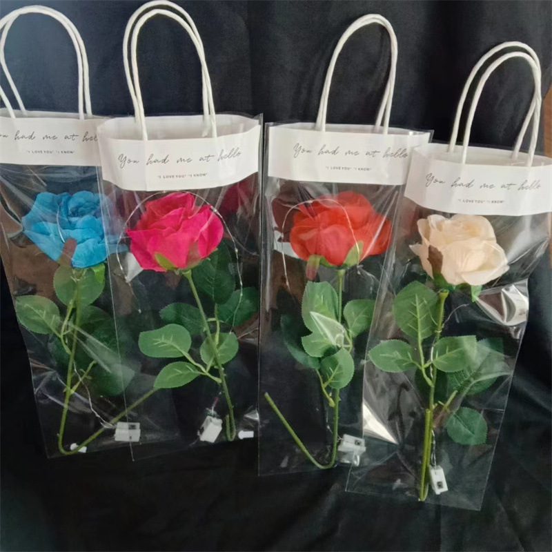 现货发光玩具七夕情人节玫瑰花礼物七彩玫瑰花彩色仿真玫瑰花束详情22