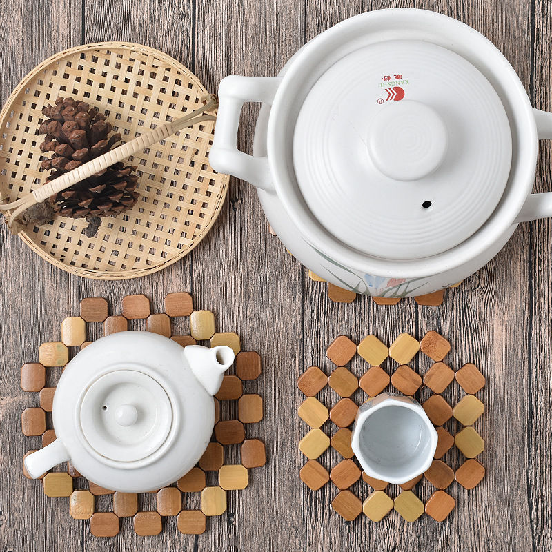 High-quality bamboo heat insulation pads, natural Nan bamboo heat-resistant table MATS, household dining table coasters and bowl MATS, high-temperature resistant heat-resistant pads pic 8