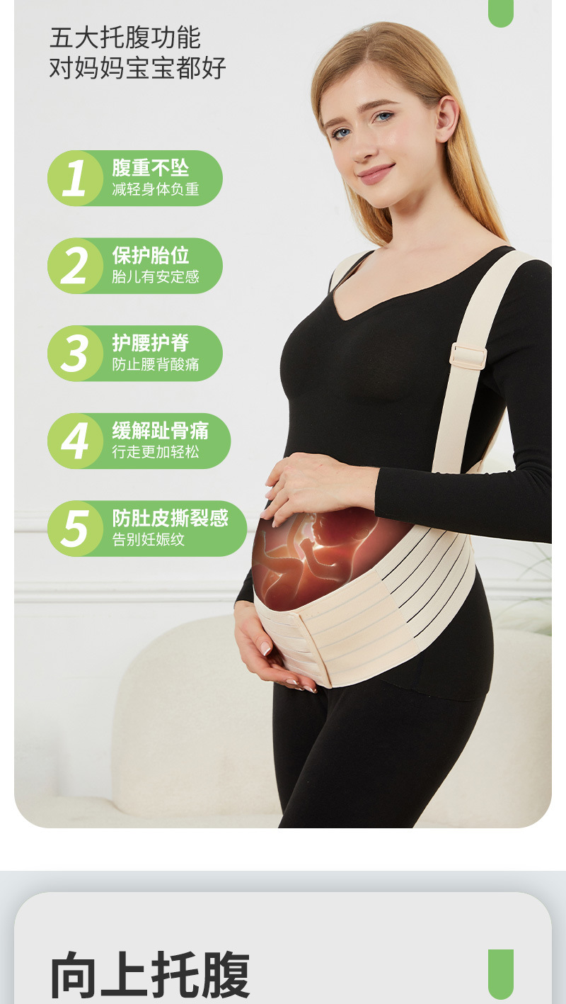 【夏季新款孕妇】产前托腹带孕妇月子肩带款无味托腹带产后收腹带详情6