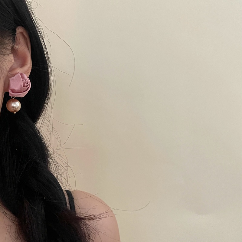 法式温柔玫瑰珍珠耳环气质高级感小众设计耳饰925银针甜美时尚女~详情17