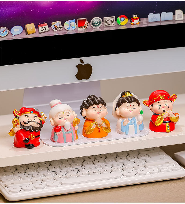 Creative and cute decorative items, office gifts for the God of Wealth, desktop decorations, resin handicrafts, high-end blind box dolls, new pic 19