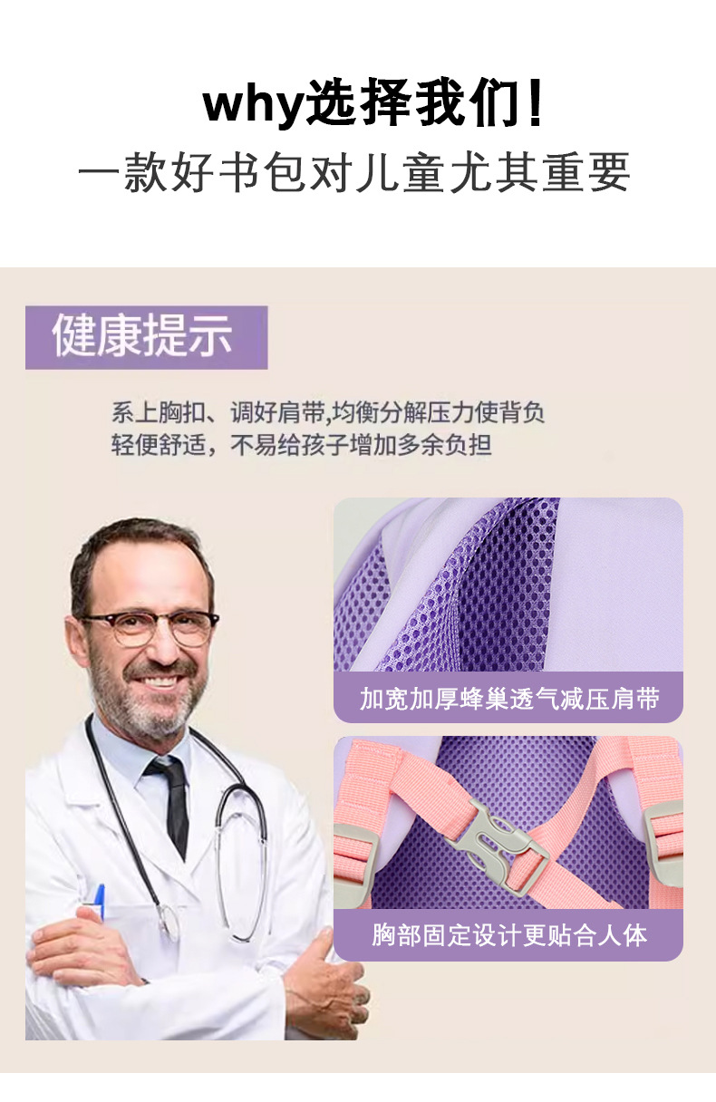 儿童新款背包幼儿园书包女童可爱轻便宝宝超轻卡通男孩双肩包洋气详情7