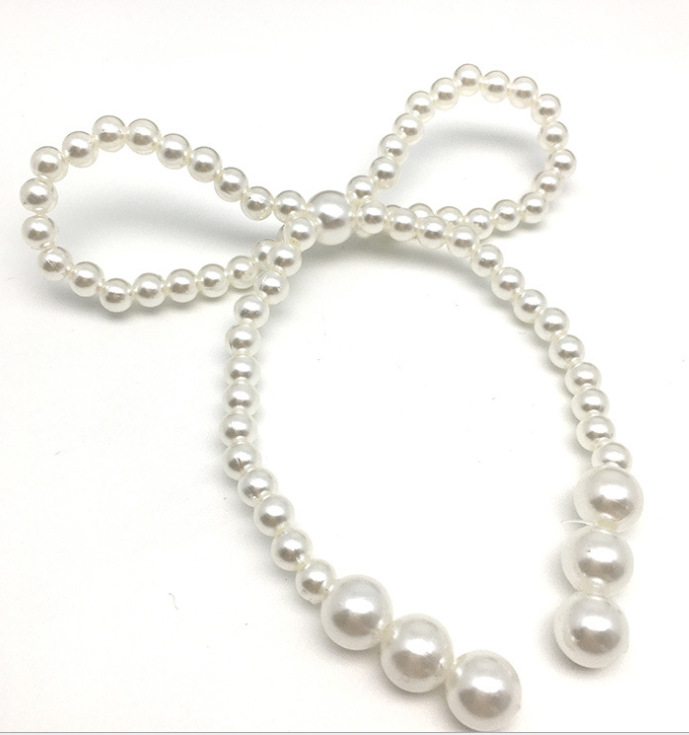 In-stock pearl bow floral art, hand-woven bouquets, pearl chain accessories, baking packaging materials, gift decorations pic 3