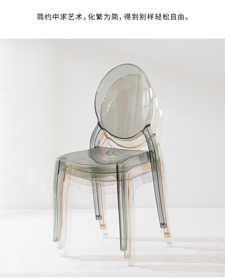 星辰欧式亚克力椅子现代简约餐椅魔鬼椅幽灵塑料透明水晶椅网红化妆椅详情8
