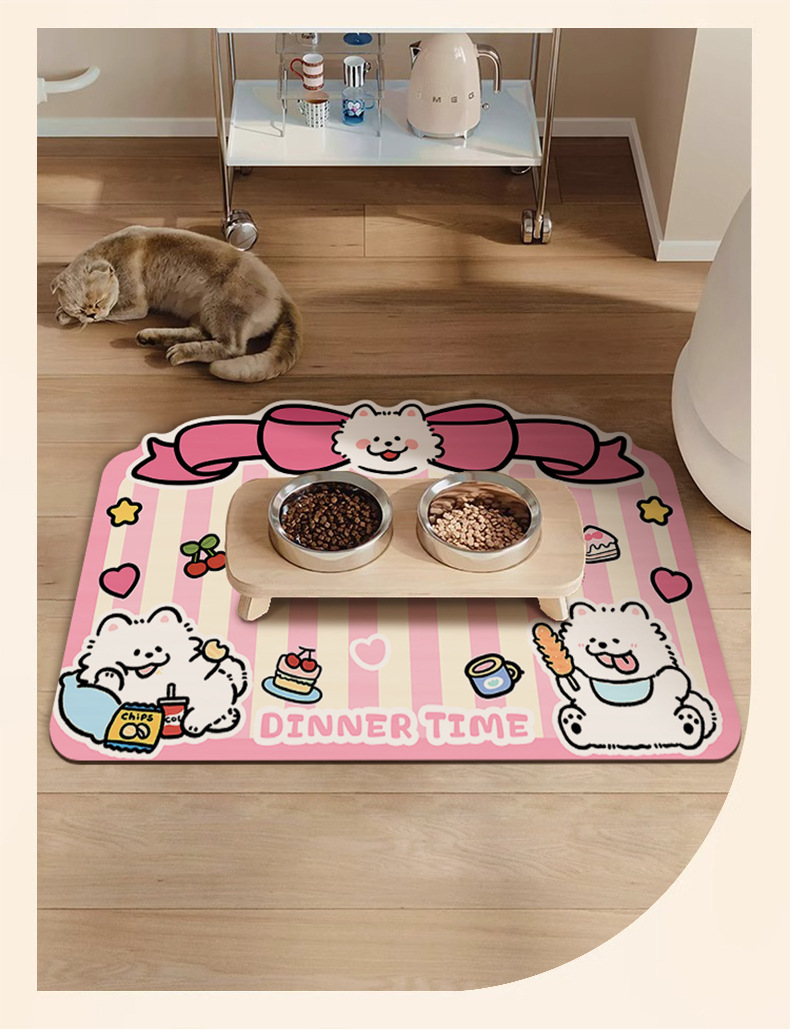 可爱卡通宠物餐垫硅藻泥吸水速干垫易打理宠物通用地垫一件代发详情8