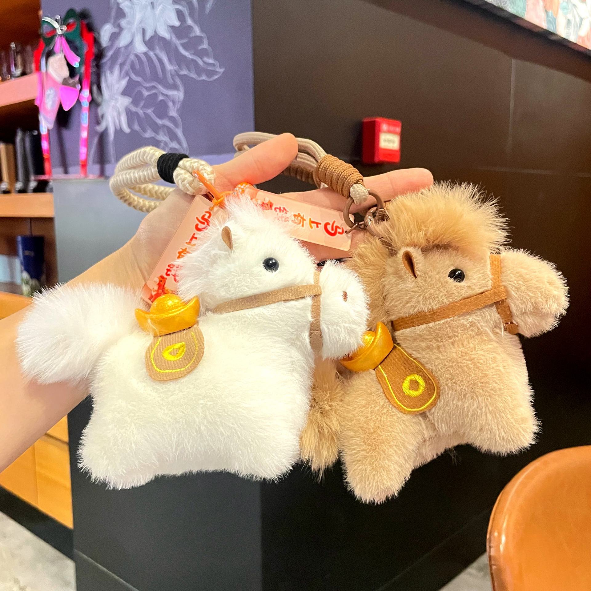 2026 Year of the Horse mascot Plush horse keychain pendant, popular Yuan BMW doll, cute bag pendant gift pic 3