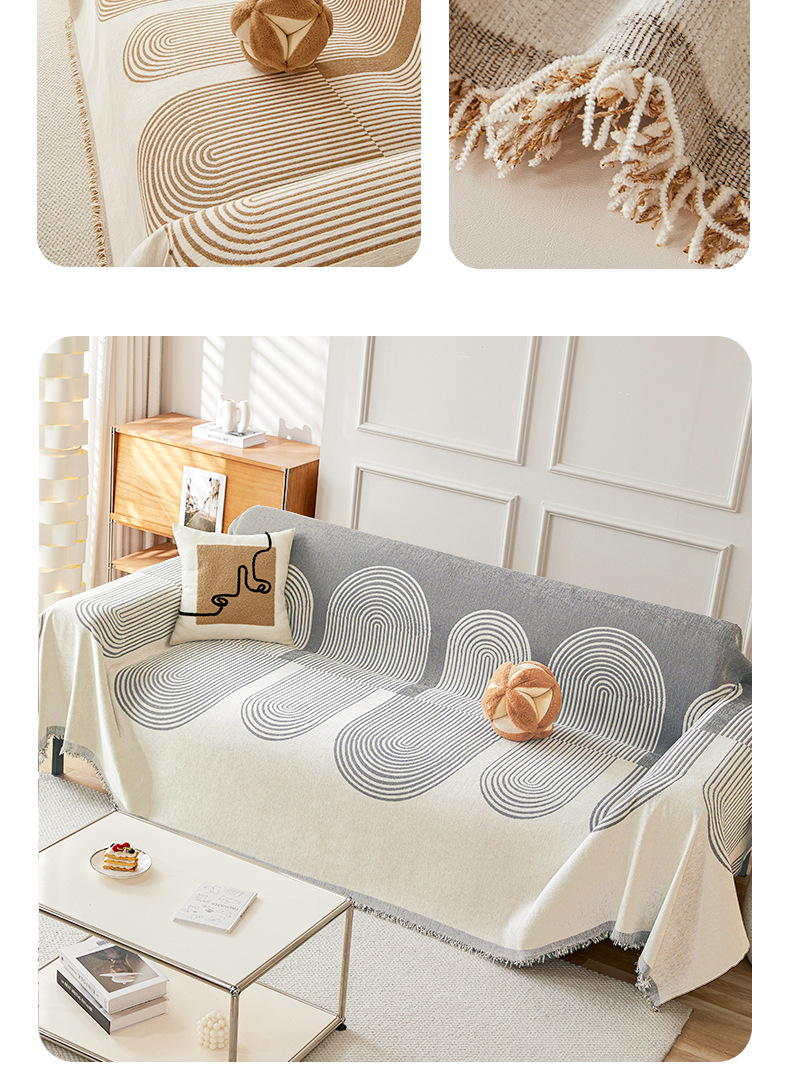 飞阳沙发巾高级感现代北欧沙发盖布雪尼尔防猫抓四季通用沙发套罩详情17