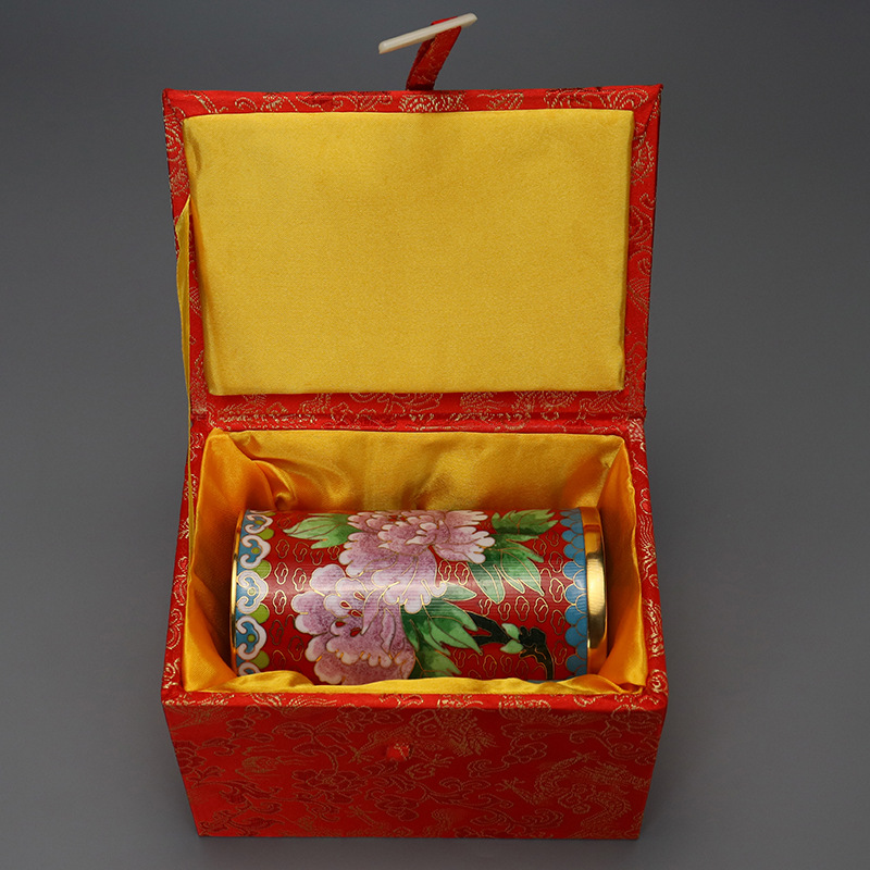 Beijing Cloisonne craft culture gift and decorative item: Traditional copper body cloisonne enamel polished 5-inch pen holder pic 8